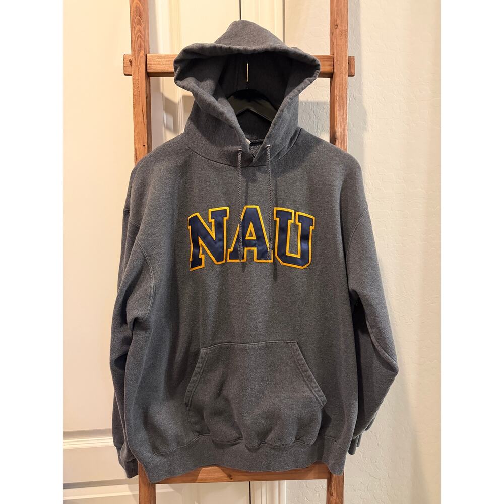 Champion NAU Hoodie Northern Arizona University Gray Pullover Size Larg